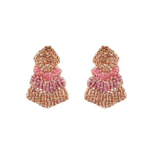 Rose Quartz Mix Chevron Mini Handmade Crochet Earrings