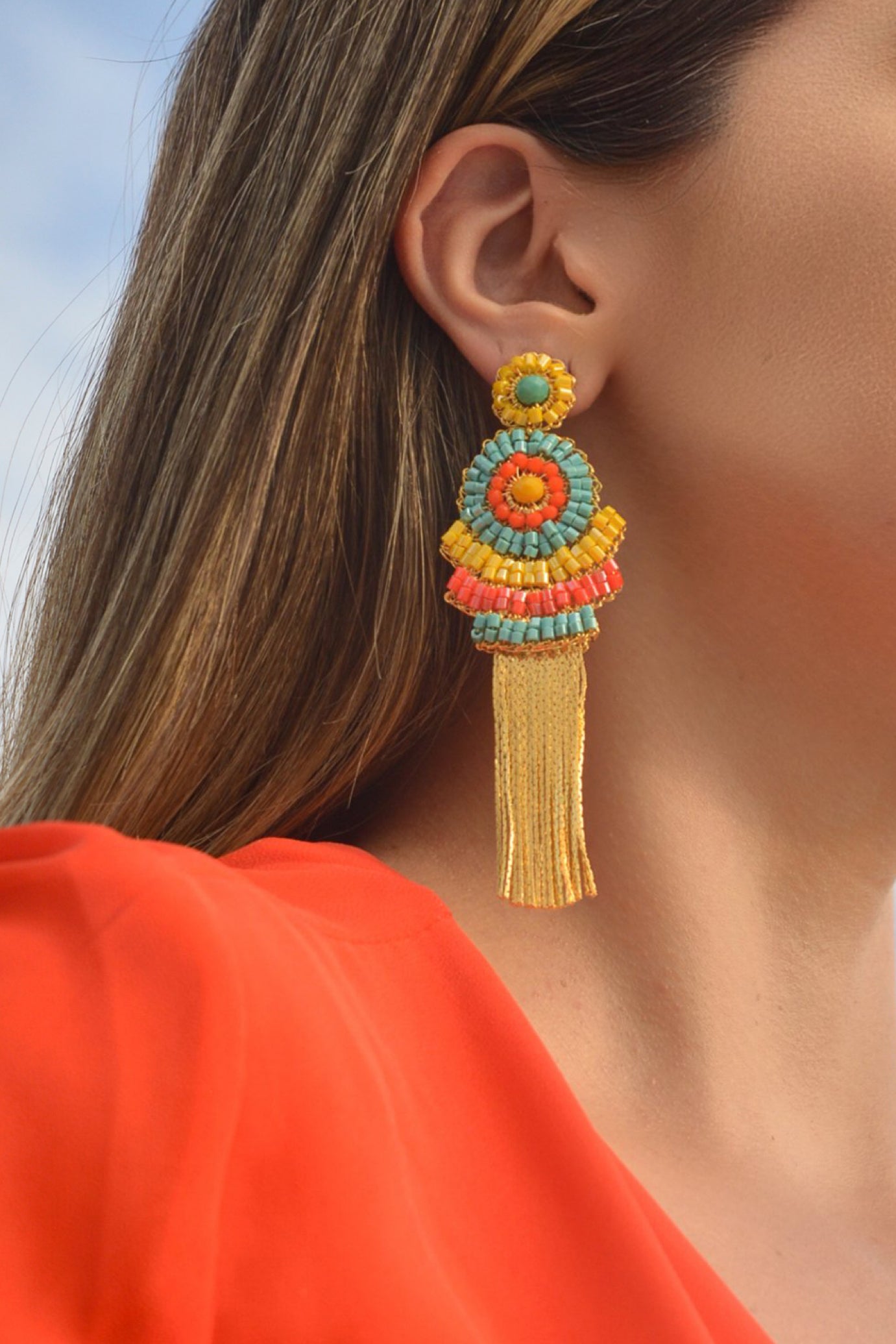 Summer Vibe Mix Ripples Fringe Handmade Crochet Earrings