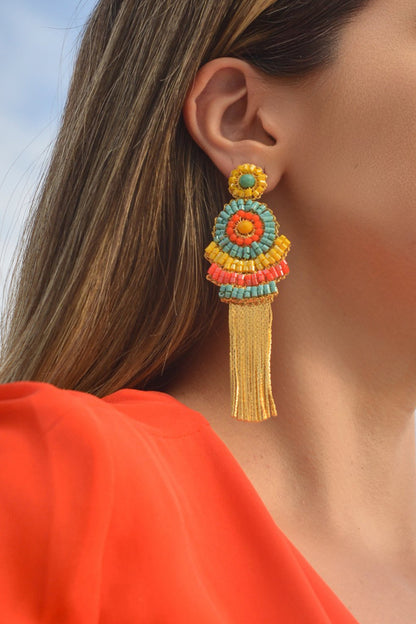 Summer Vibe Mix Ripples Fringe Handmade Crochet Earrings