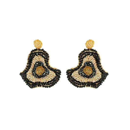 Black & White Large Buttercup Handmade Crochet Earrings