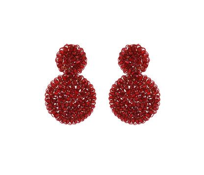 Red Velvet Dahlia Mini Handmade Crochet Earrings
