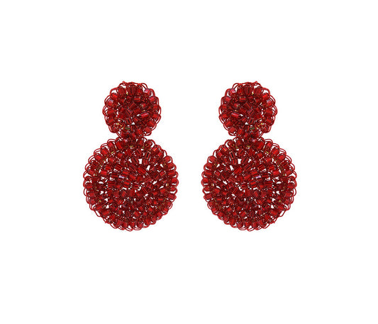 Red Velvet Dahlia Mini Handmade Crochet Earrings
