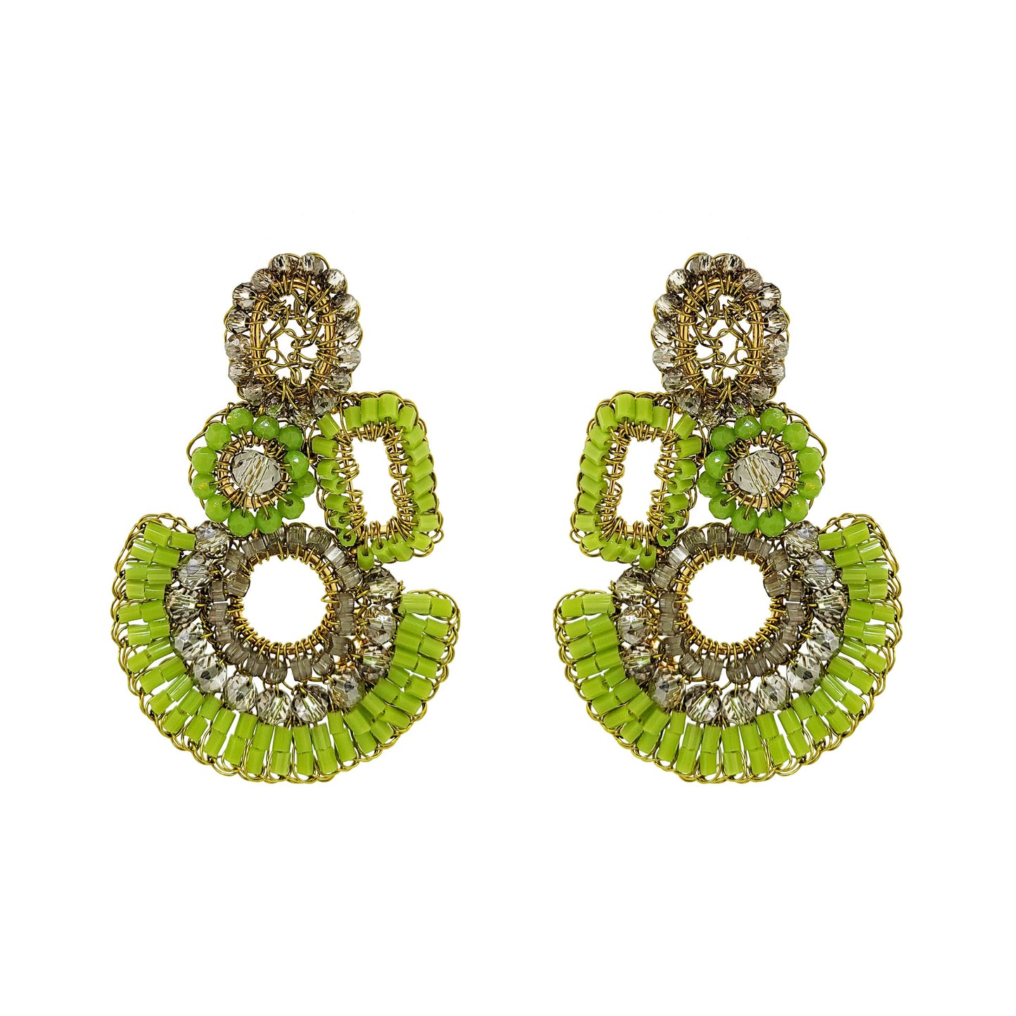 Neon Green Mix Althea Handmade Crochet Earrings