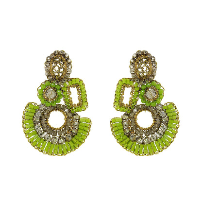 Neon Green Mix Althea Handmade Crochet Earrings