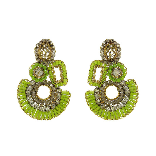 Neon Green Mix Althea Handmade Crochet Earrings