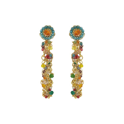 Multi & Gold Hera Drop Handmade Crochet Earrings