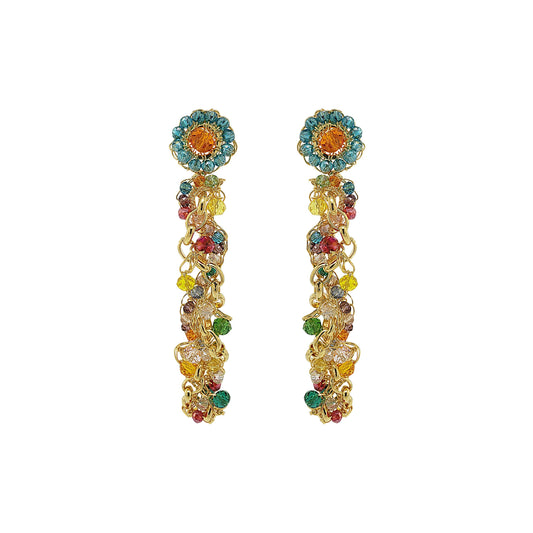 Multi & Gold Hera Drop Handmade Crochet Earrings