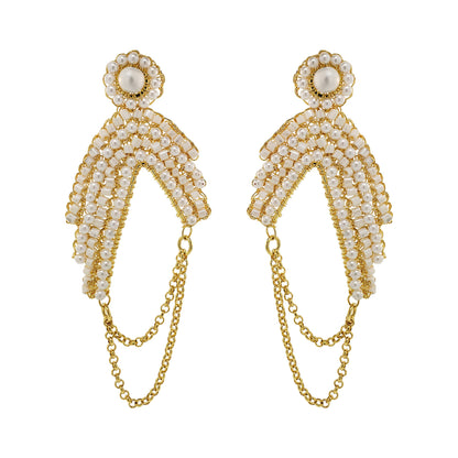 Pearl & Gold Freya Maxi Handmade Crochet Earrings