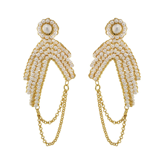 Pearl & Gold Freya Maxi Handmade Crochet Earrings