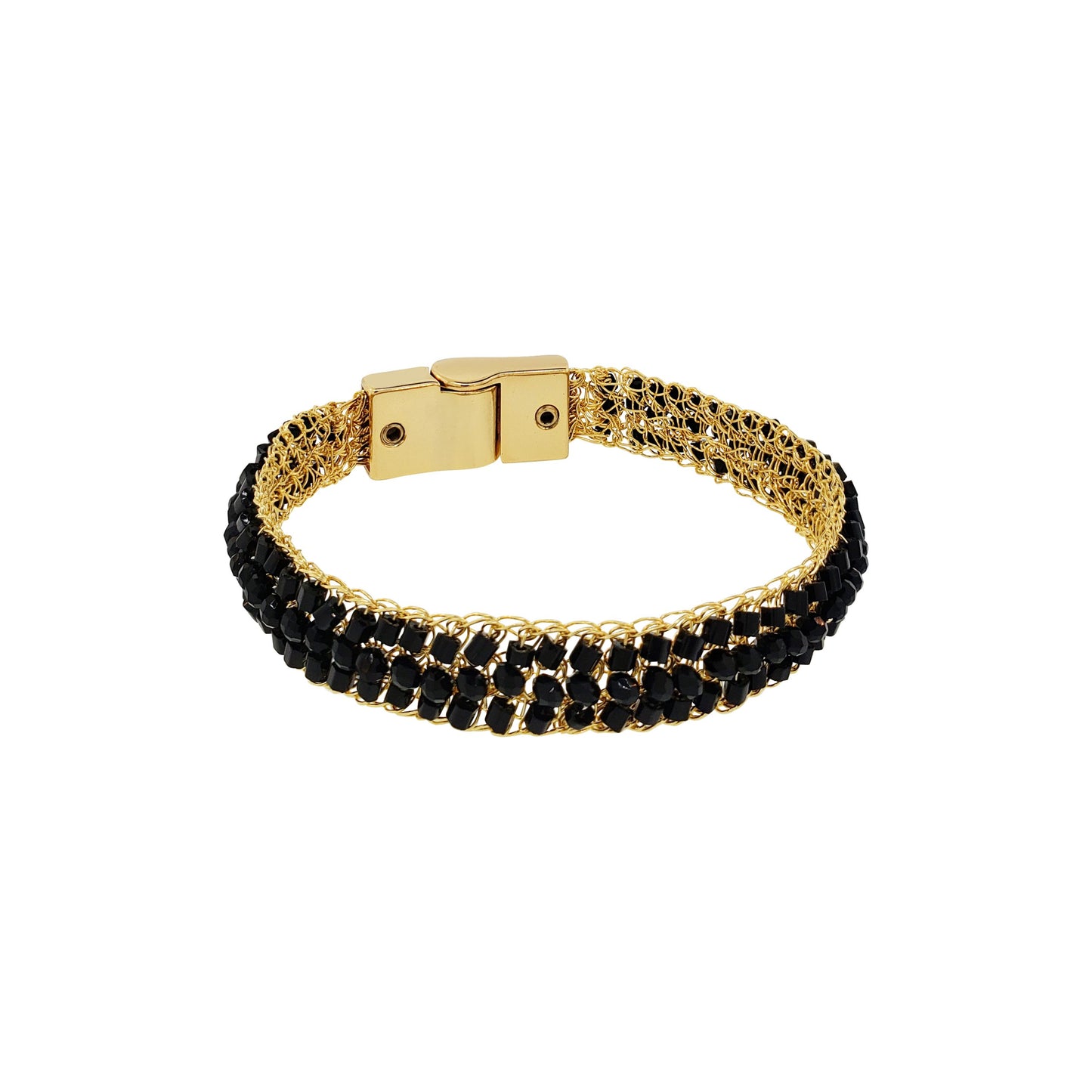 Black & Gold Ziggy Handmade Crochet Bracelet