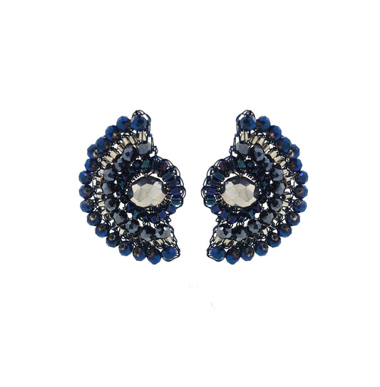 Blue Mix Shade Post Handmade Crochet Earrings