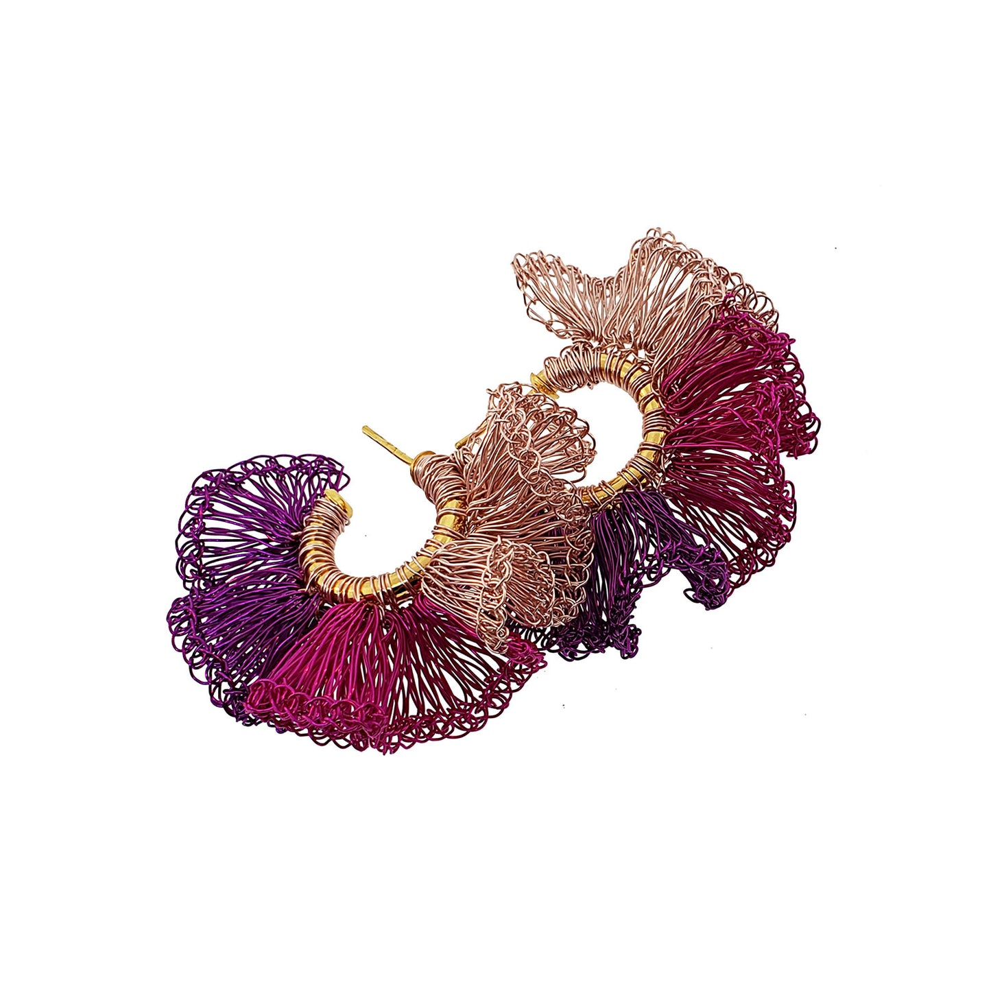 Neon Pink Mix Rio Hoops Handmade Crochet Earrings