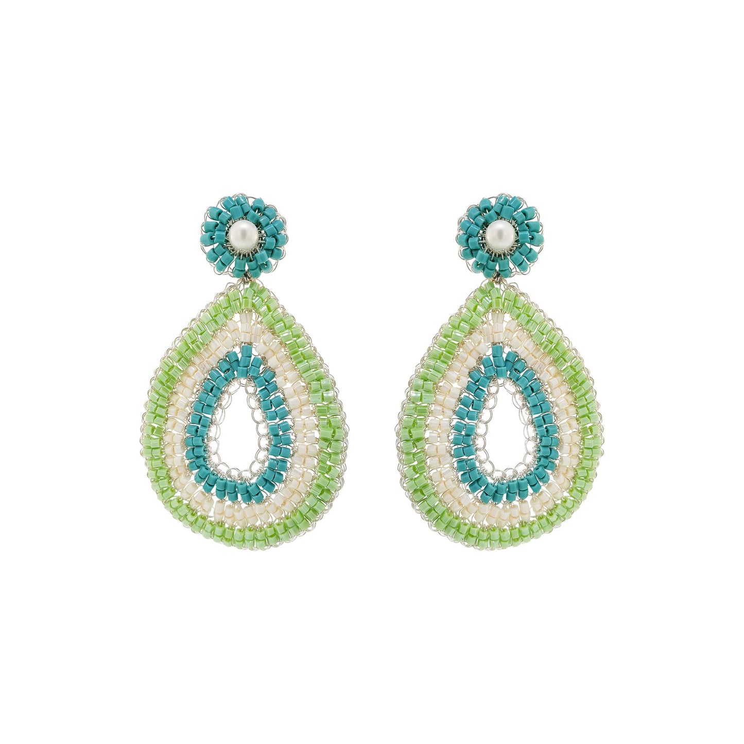 Turquoise Mix Juno Handmade Crochet Earrings