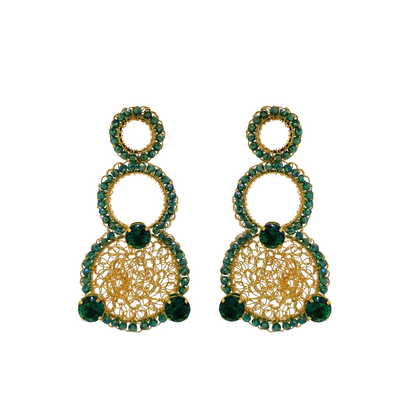 Emerald Cascade Prisma Handmade Crochet Earrings