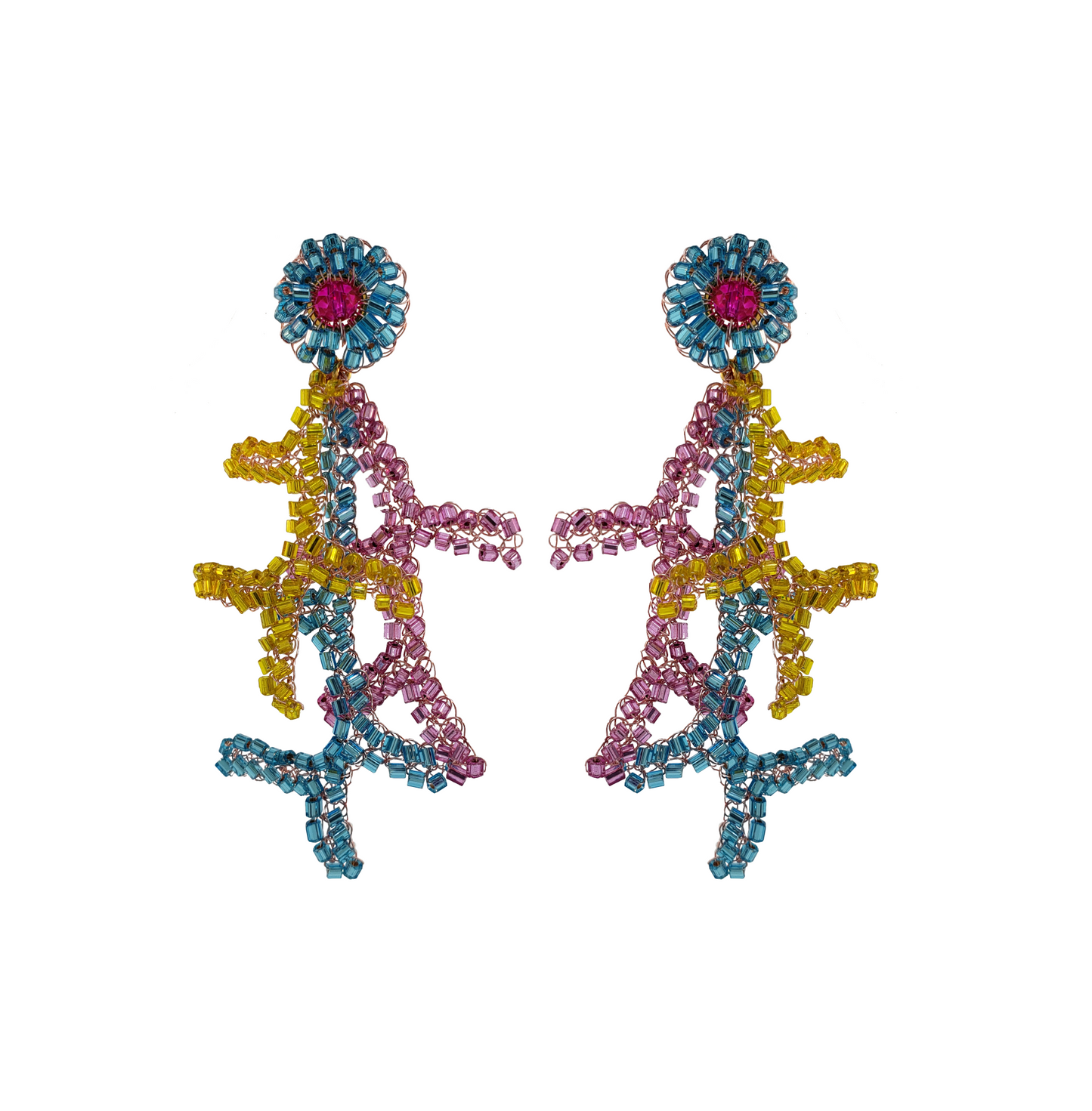 Candy Color Mix Coral Handmade Crochet Earrings