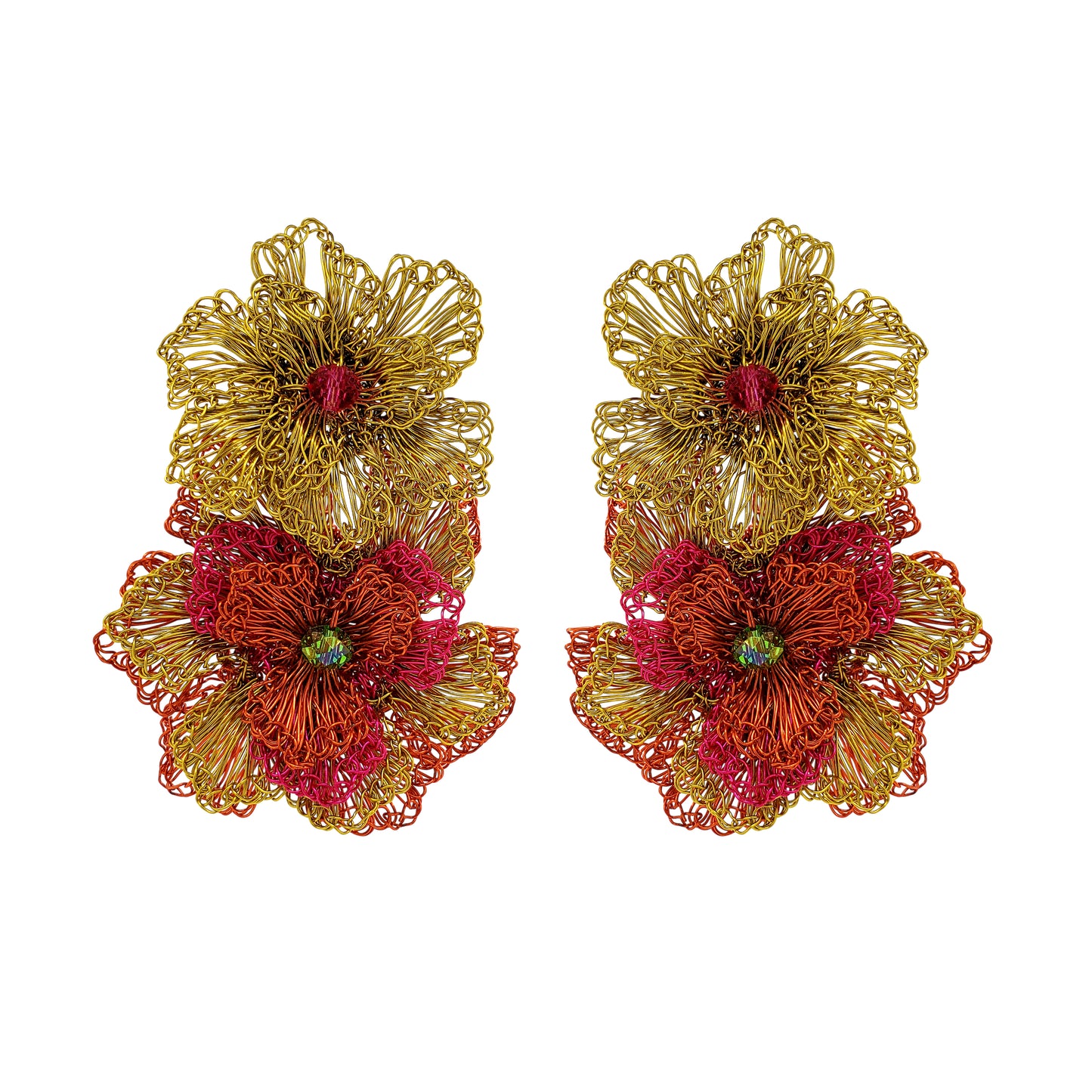 Neon Mix Rose Maxi Handmade Crochet Earrings