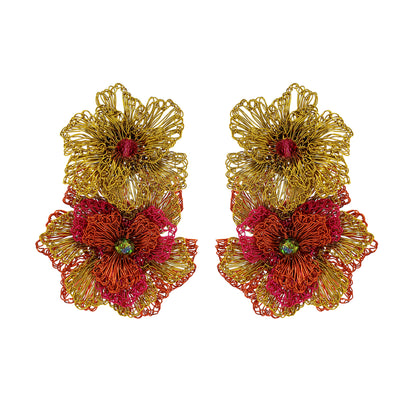 Neon Mix Rose Maxi Handmade Crochet Earrings