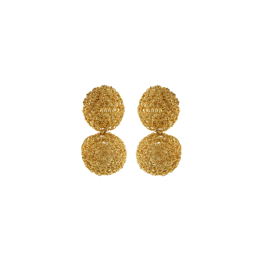 All Gold Dome Duo Handmade Crochet Earrings