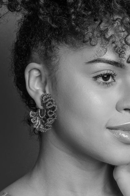 Blue Mix Rio Hoops Handmade Crochet Earrings