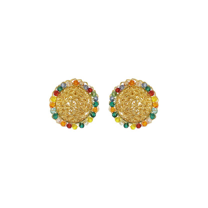 Multi & Gold Disco Posts Handmade Crochet Earrings