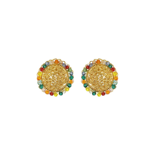 Multi & Gold Disco Posts Handmade Crochet Earrings
