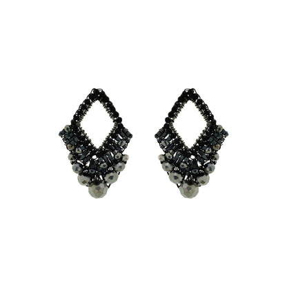 Royal Black Mix Diamond Suit Posts Handmade Crochet Earrings