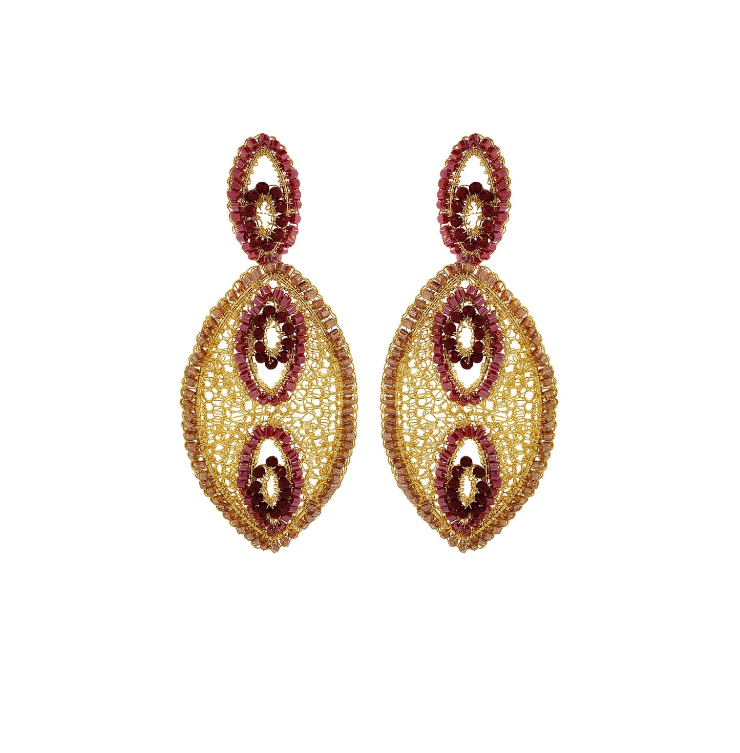 Crimson Red Mix Isla Handmade Crochet Earrings