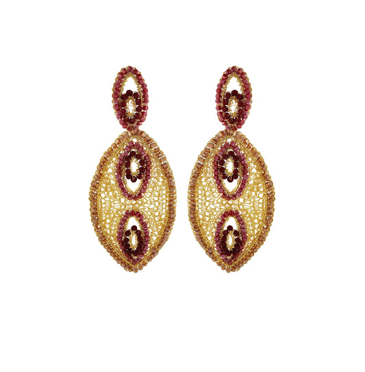 Crimson Red Mix Isla Handmade Crochet Earrings