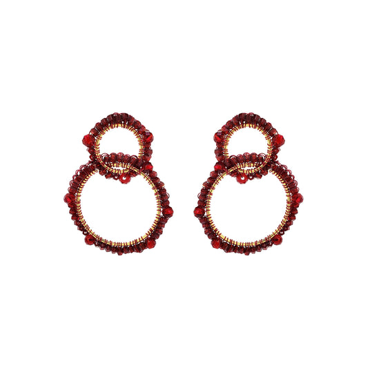 Cherry Red High Roller Handmade Crochet Earrings