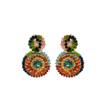 Multicolor & Gold Dahlia Mini Handmade Crochet Earrings