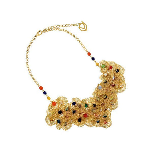 Multi & Gold Shells Maxi Handmade Crochet Necklace