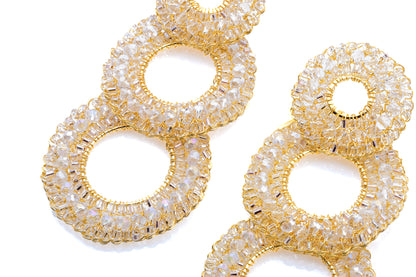 Clear & Gold Gush Handmade Crochet Earrings