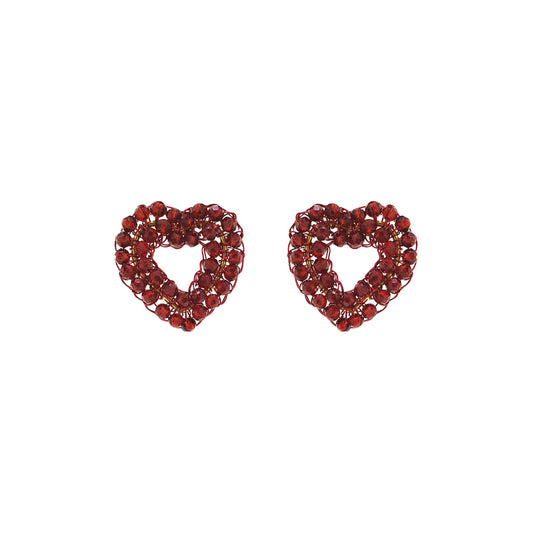 Cherry Red Queen's Heart Mini Posts Handmade Crochet Earrings