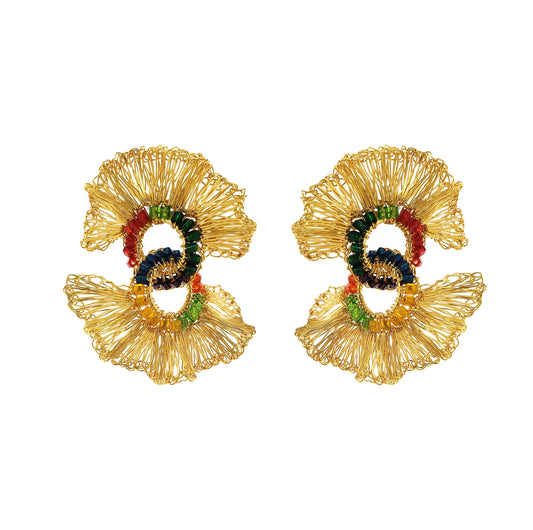 Multi & Gold Nova Gaia Handmade Crochet Earrings