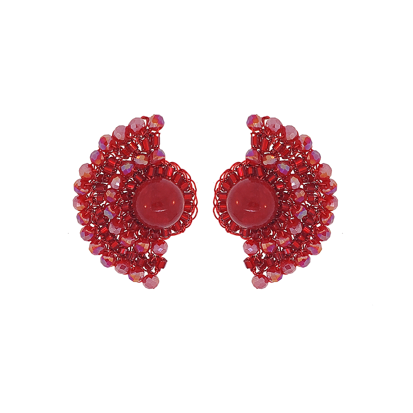 Red Velvet Shade Post Handmade Crochet Earrings