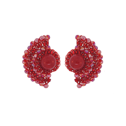 Red Velvet Shade Post Handmade Crochet Earrings