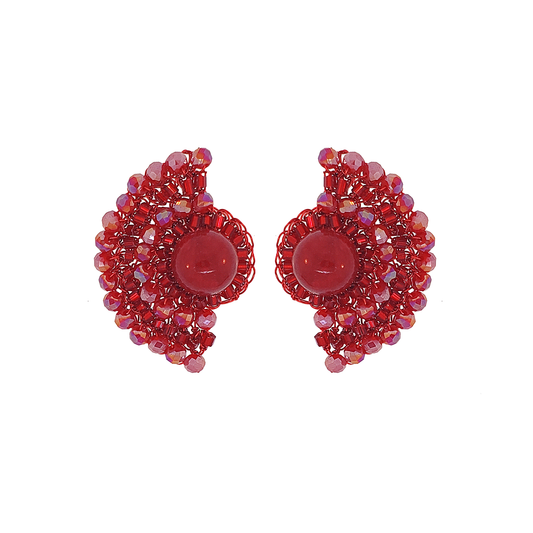 Red Velvet Shade Post Handmade Crochet Earrings