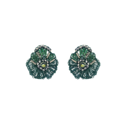 Moss Green Mix Crown Mini Posts Earrings