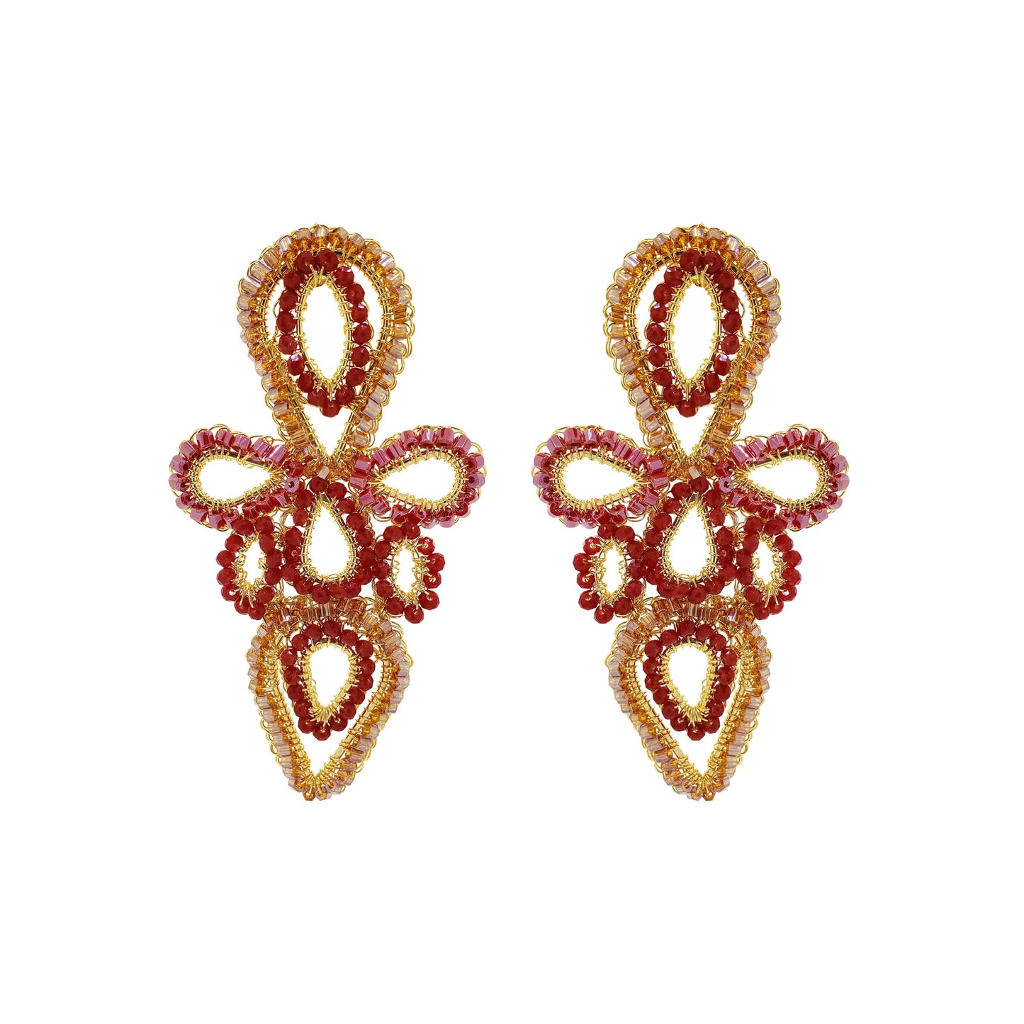 Crimson Red Mix Trace Handmade Earrings