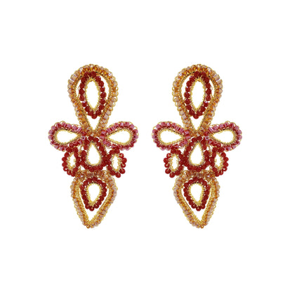 Crimson Red Mix Trace Handmade Earrings