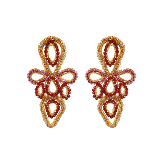 Crimson Red Mix Trace Handmade Earrings