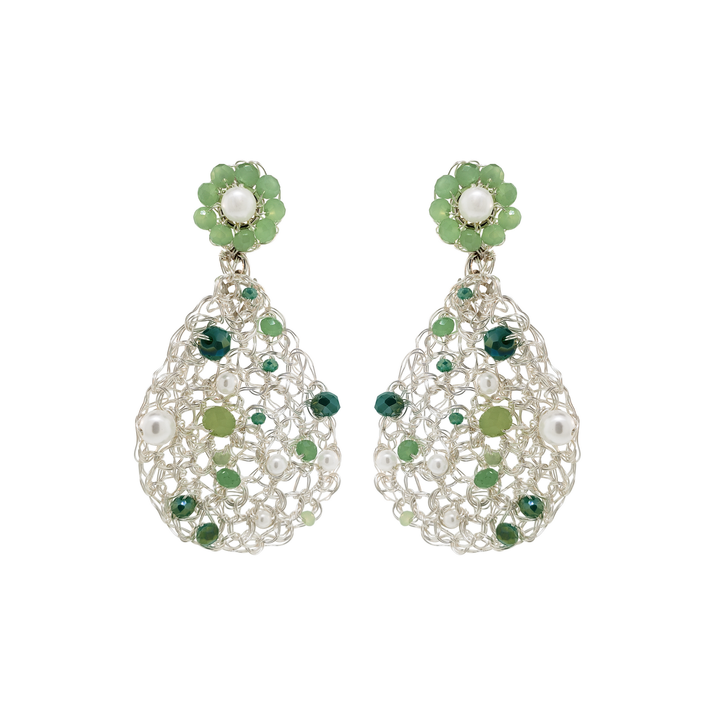 Mint Green Mix Aurora Handmade Crochet Earrings