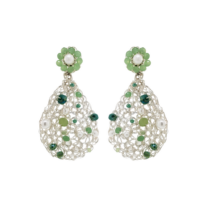 Mint Green Mix Aurora Handmade Crochet Earrings