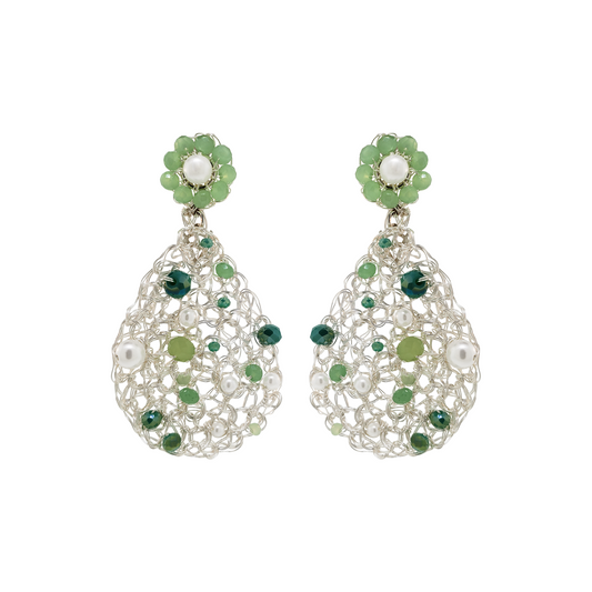 Mint Green Mix Aurora Handmade Crochet Earrings