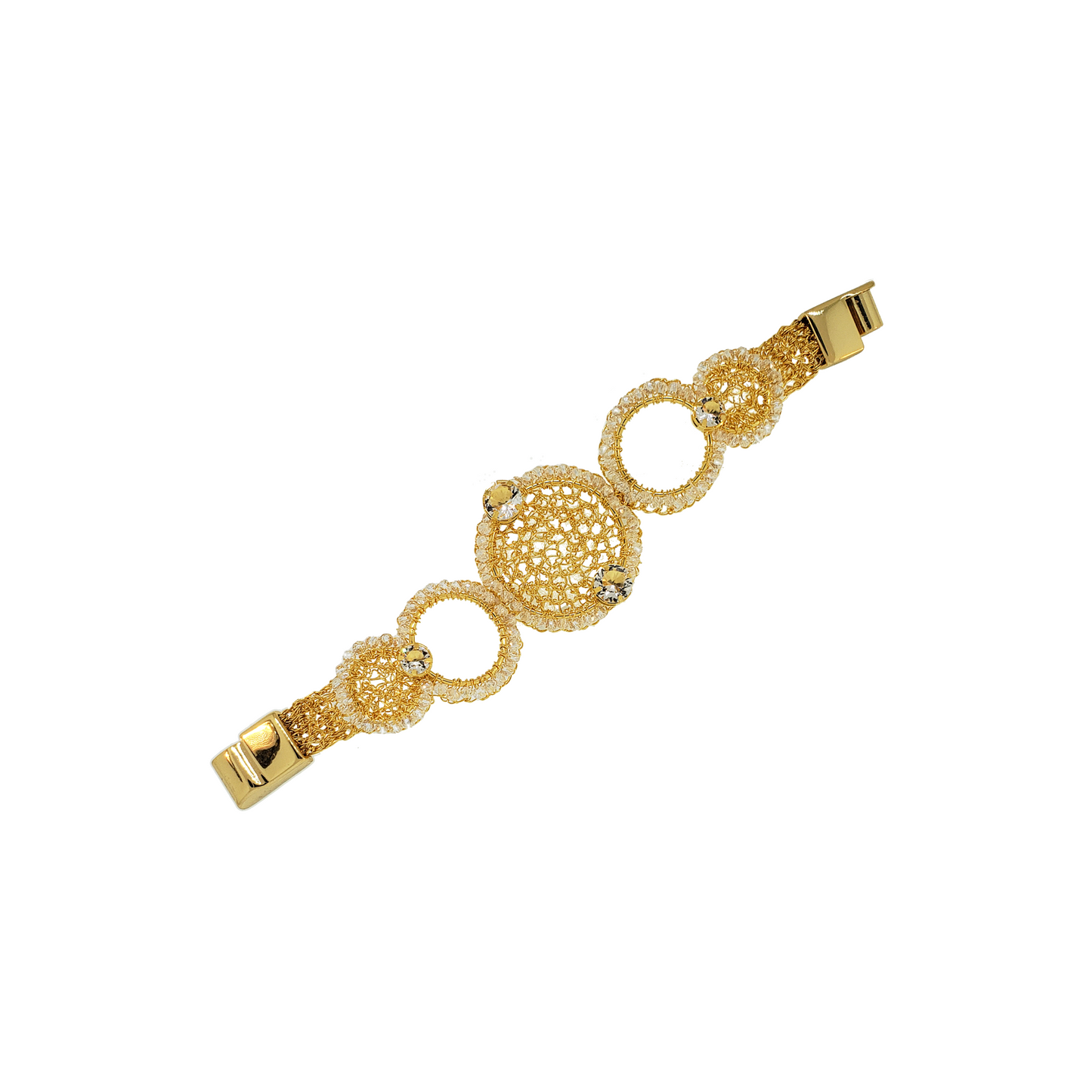 Crystal & Gold Prisma Handmade Crochet Bracelet