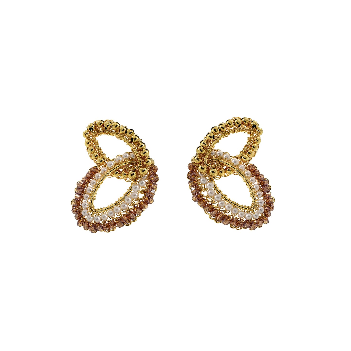 Golden Mix Kai Crochet Post Handmade Earrings