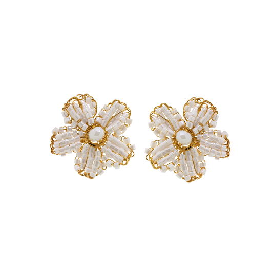 White Daisy Handmade Post Earrings