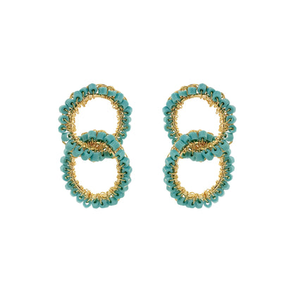 Turquoise & Gold Nova Handmade Earrings