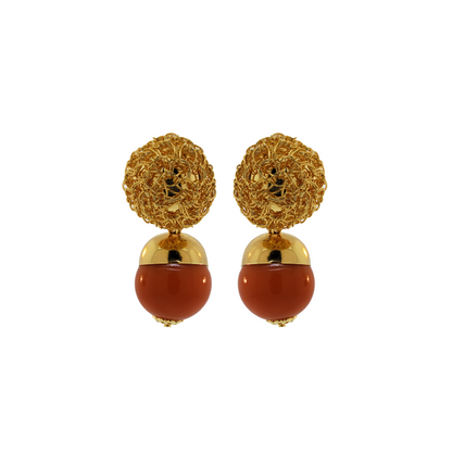 Coral & Gold Ciara Handmade Earrings