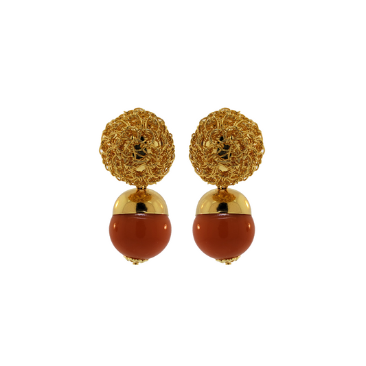 Coral & Gold Ciara Handmade Earrings